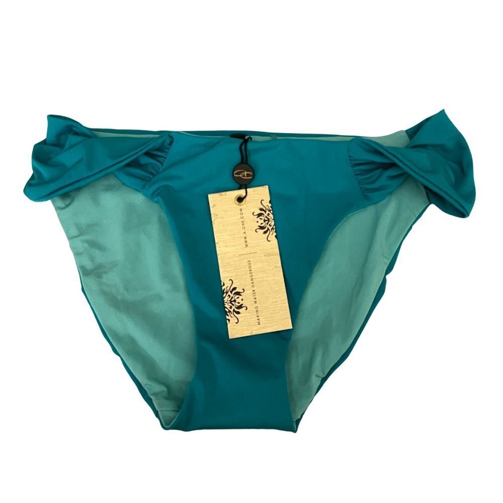 NWT A.Che Twisted Side Bikini Bottoms in Teal Sz. S